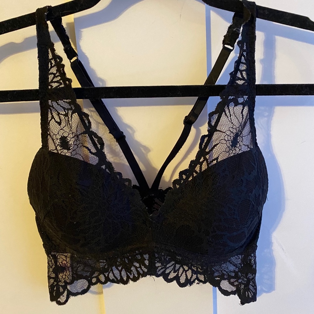 PINK VS black lace push-up Bralette size XS